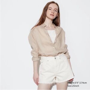Uniqlo High Rise Denim Shorts (Frayed Hem)